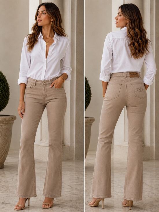 Valentino Garavani Denim - Vintage Valentino Roma Made in Italy Taupe Bootcut Stretch Jeans Size 38 US 2